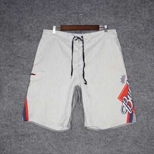 Budweiser Mens Board Shorts Swim Trunks Stripes Logo Size 34